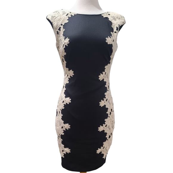 Jax Sheath Dress black ivory lace women's size 4 - Picture 1 of 7